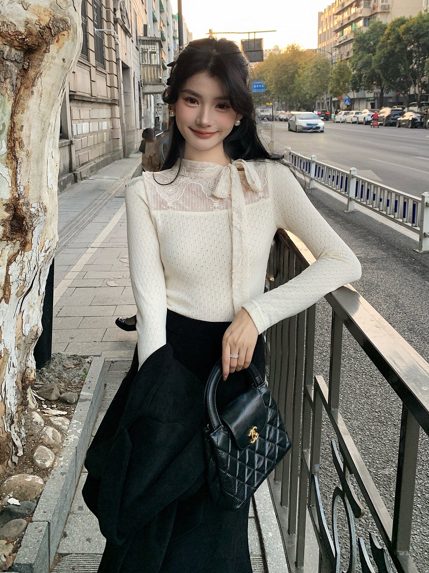 Elegant Black Corduroy Blazer + Fishtail Skirt 2pcs Set - Image 7