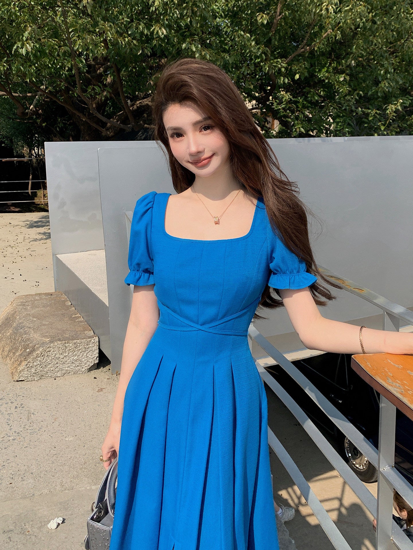 French Square Neck Dress - Image 5