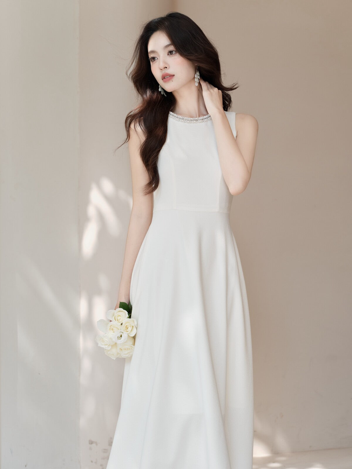 Elegant White Blazer + Dress 2pcs Set - Image 3