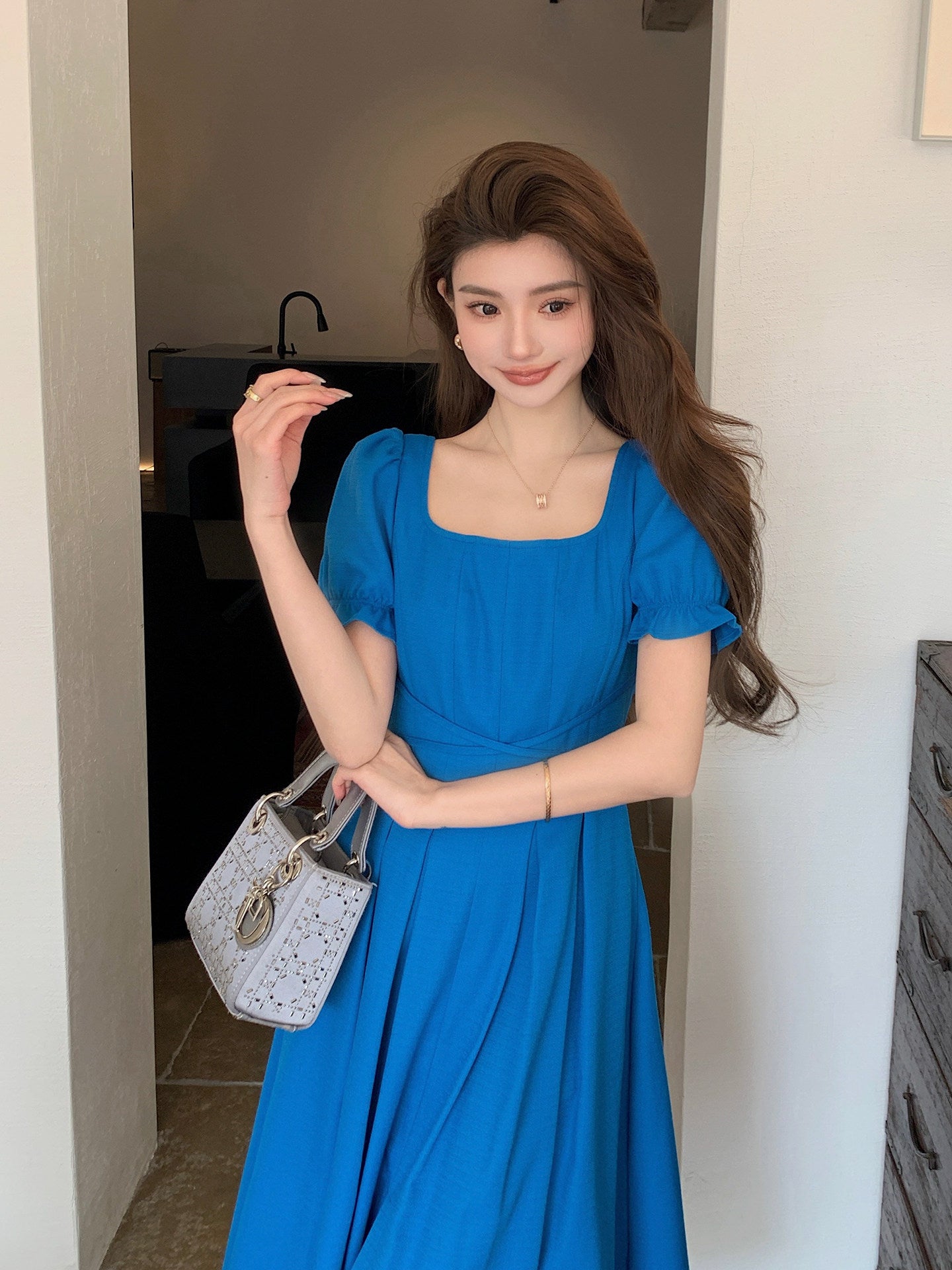 French Square Neck Dress - Image 2