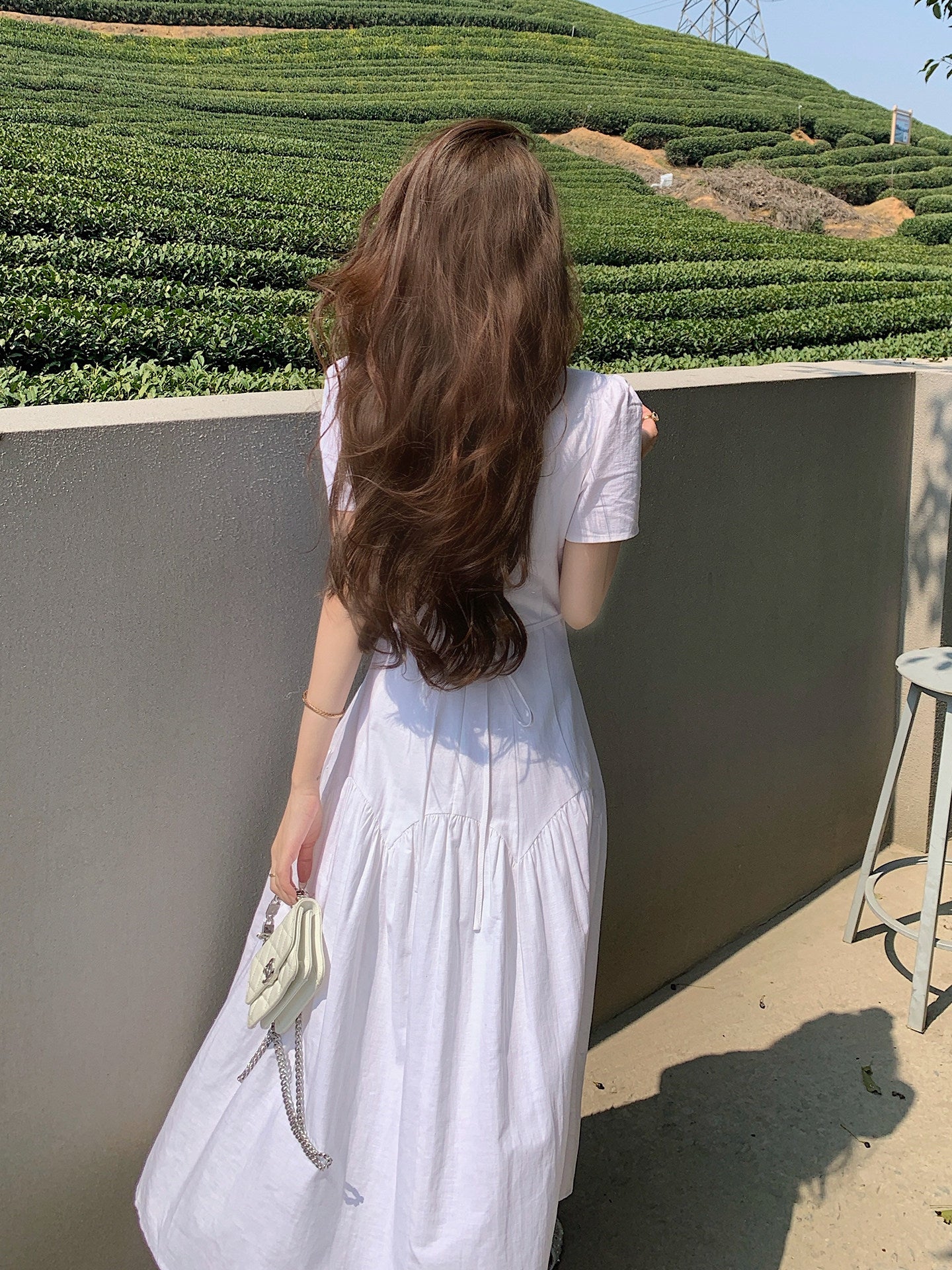 French Square Neck Dress - Image 3