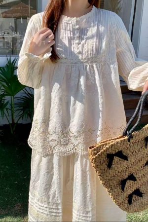 Cotton Lace Top + Skirt