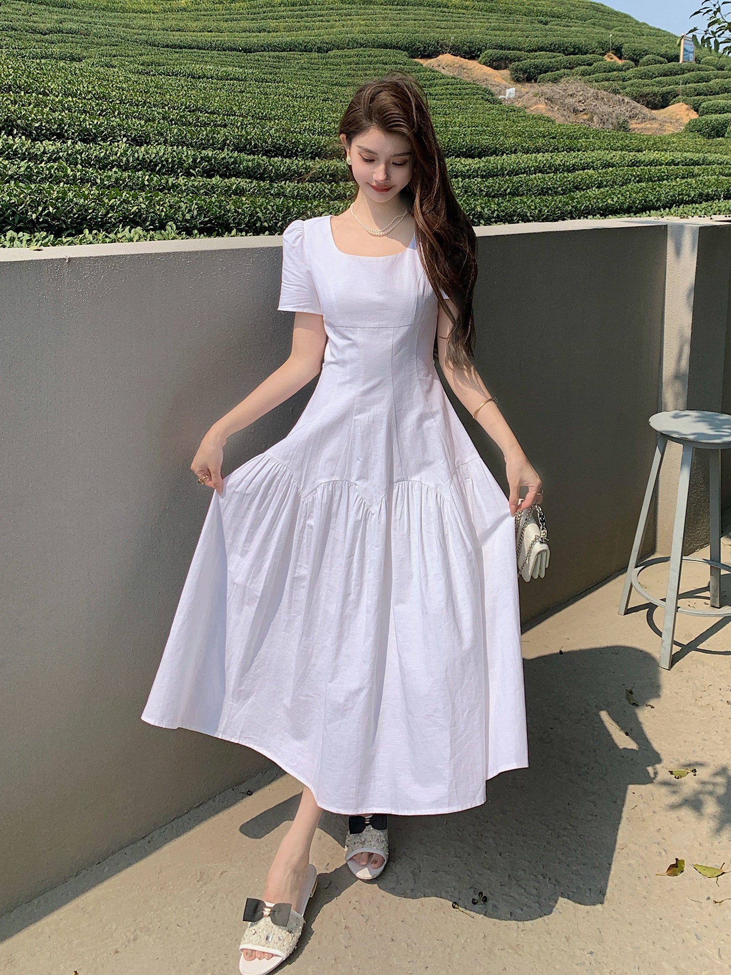 French Square Neck Dress - Image 2