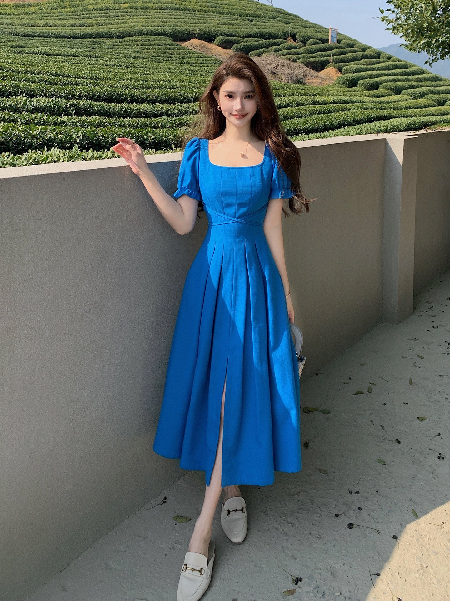 French Square Neck Dress - Image 3